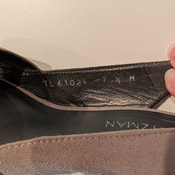 Stuart Weitzman Grey Suede Slingback Heels - Picture 8 of 8